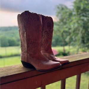 Justin Mckayla Tan 12" Shaft Stampede Western Rodeo Cowboy Boots Women's Size 8